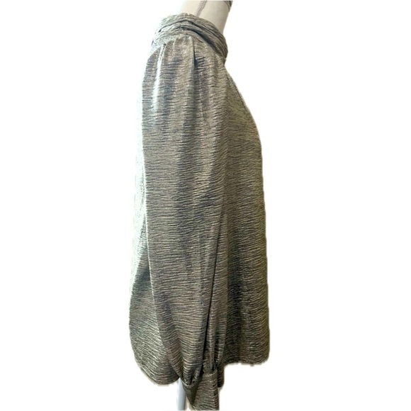 Anthropologie x Sunday in Brooklyn Gold Mock Neck Long Sleeve Metallic Top - Picture 4 of 7
